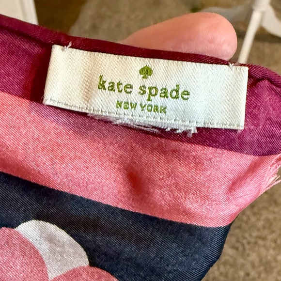 Kate Spade Cherry Blossom Silk Scarf Black & Pink - Picture 4 of 12